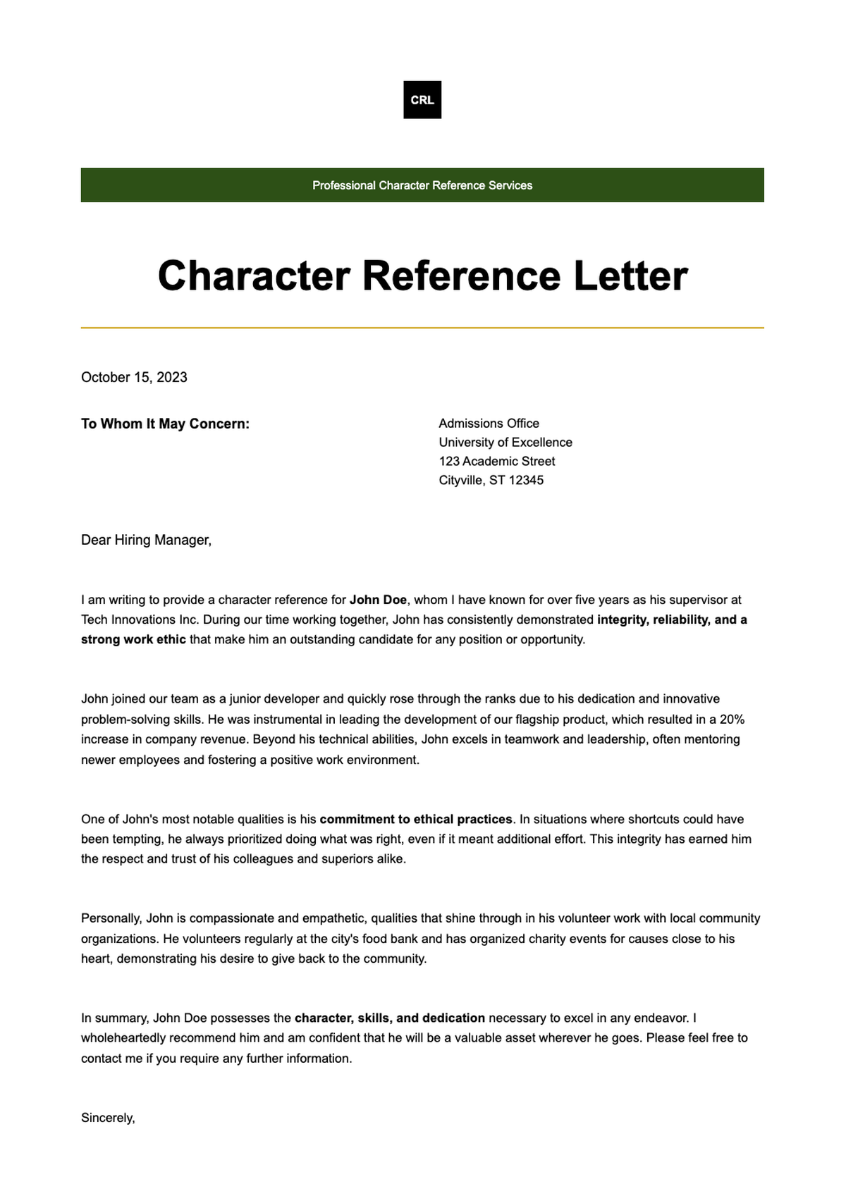 Professional character reference letter template with header and contact info_variant_2